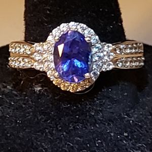 Sterling silver tanzanite and white shappire ring